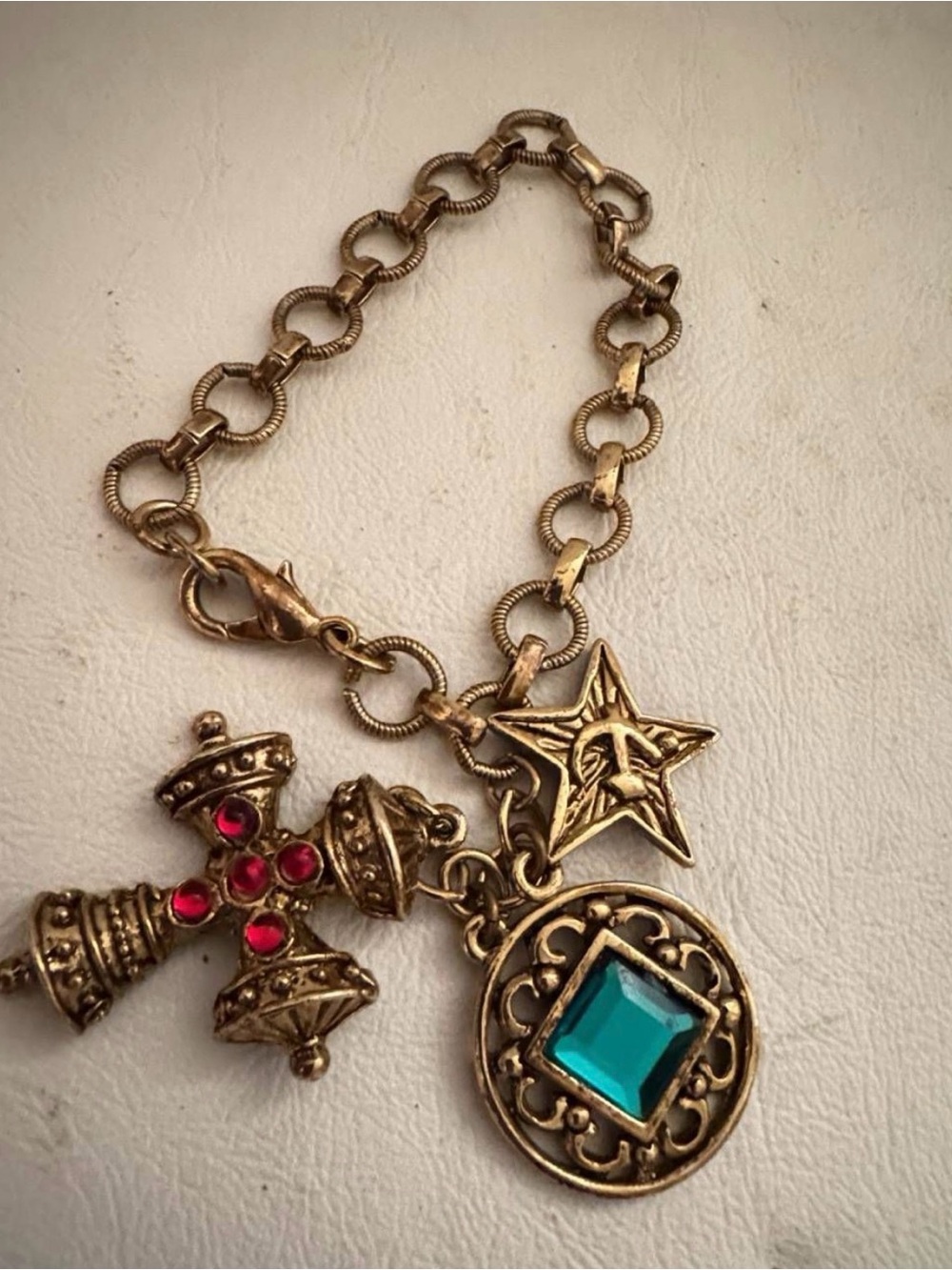 Vintage French Etruscan Revival Charm Bracelet